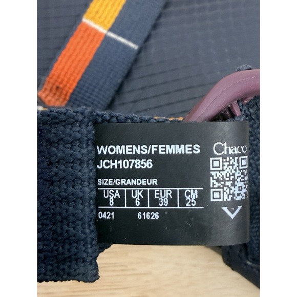 Chaco Women's Size 8 Lowdown Slide Sandals Adjustable Straps Yellow Red Navy #63 - Picture 10 of 10